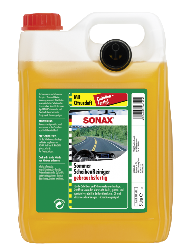 Automobilio langų ploviklis SONAX,  5 l citrinų kvapo, vasarinis