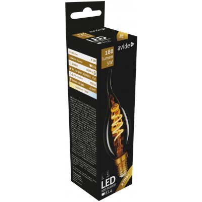 Filamentinė LED lemputė AVIDE, E14, B35, 3W, EW, 2700K, 180 lm, Candle Flame