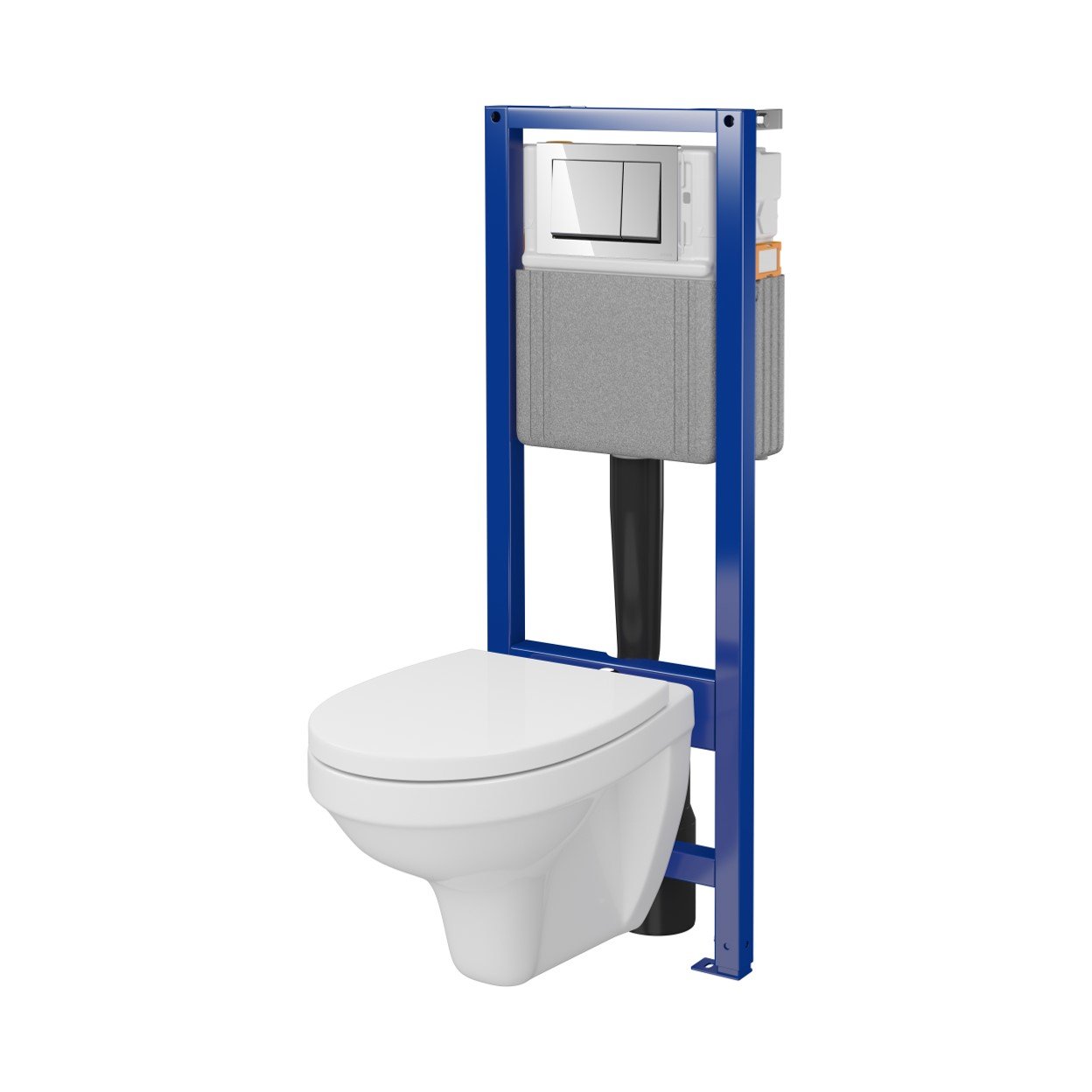 Klozeto komplektas CERSANIT Vigo, komplekte klozetas, dangtis, rėmas, mygtukas chromo spl., SZWZ1008286282