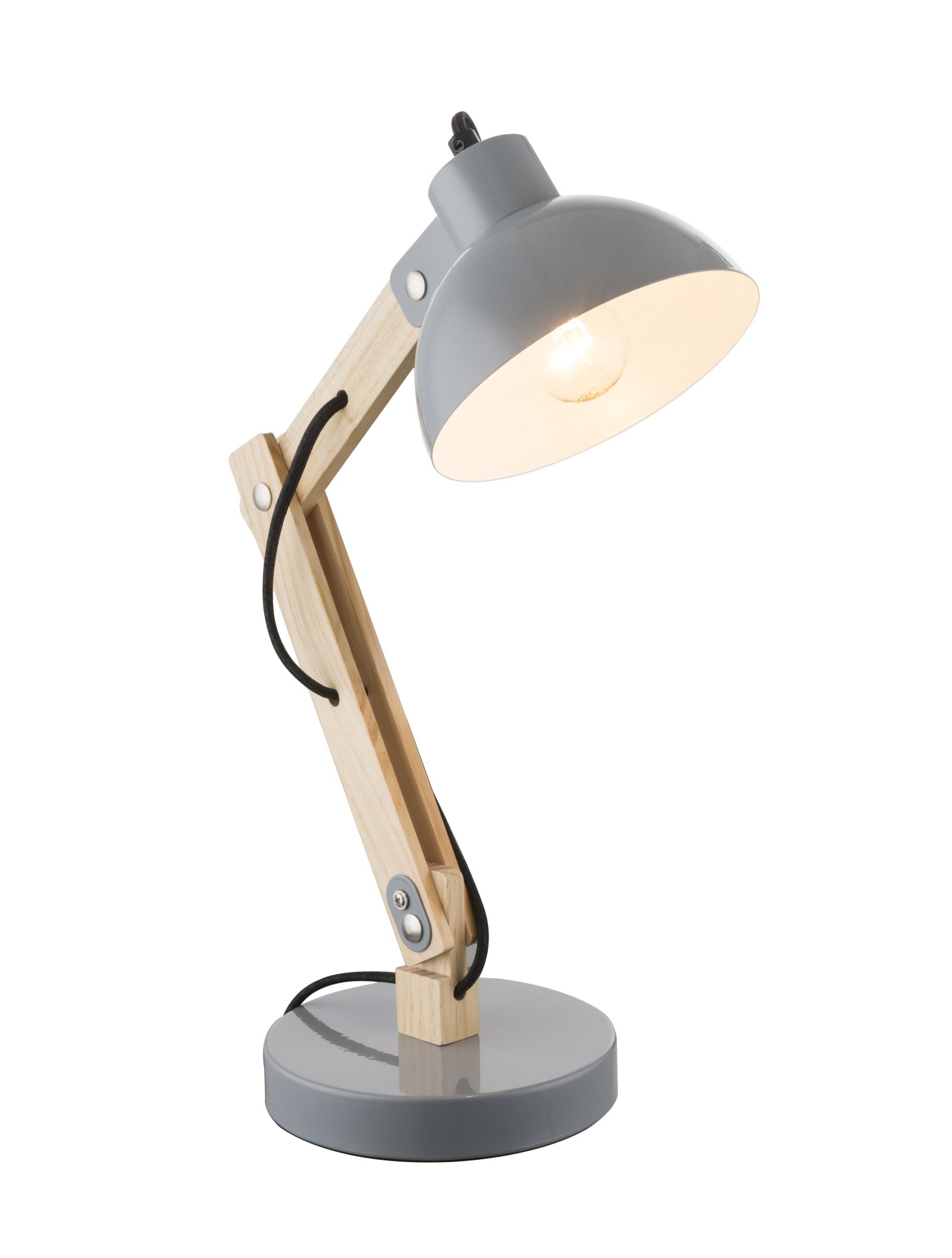 Stalinis šviestuvas GLOBO Tongariro, E27, 1 x 40W, 230V, su jungikliu, šviesus medis, pilkos sp. metalas, 320 x 160 x 450 mm, 21503