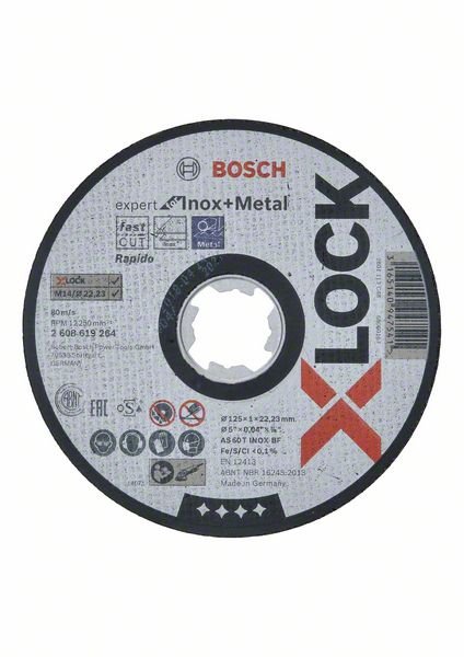 Metalo pjovimo diskas BOSCH X-Lock, 125 x 1 x 22,23, AS 60 T