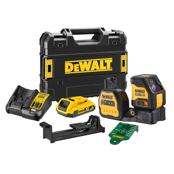 Kryžminio žalio lazerinio nivelyro rinkinys DEWALT DCE088D1G18-QW, 12/18V, komplekte 1x2,0 Ah akumuliatorius