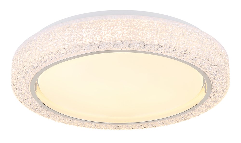 Lubinis LED šviestuvas GLOBO 41265, 24W, 230V, 2500lm, 3000K, chromo sp. žiedas, su plastikiniais kristalais, 400x400x80 mm