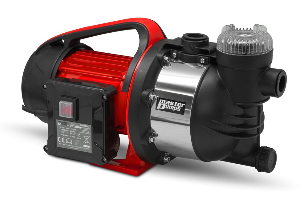 Vandens siurblys su filtru MASTER PUMPS MPXI1102, įsiurbimo gylis 8 m, kėlimo aukštis 45 m, našumas 76 l/min, galia 1100 W