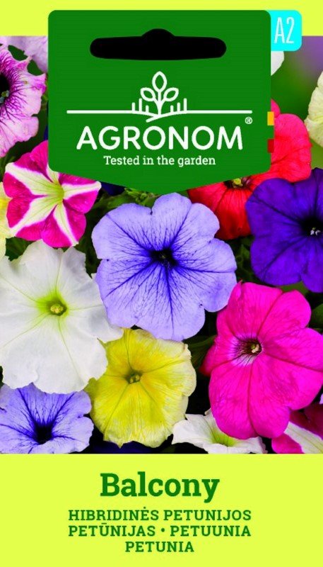 Gėlių sėklos, AGRONOM Petunijos hibridinės BALCONY MIŠINYS, 0,1 g.