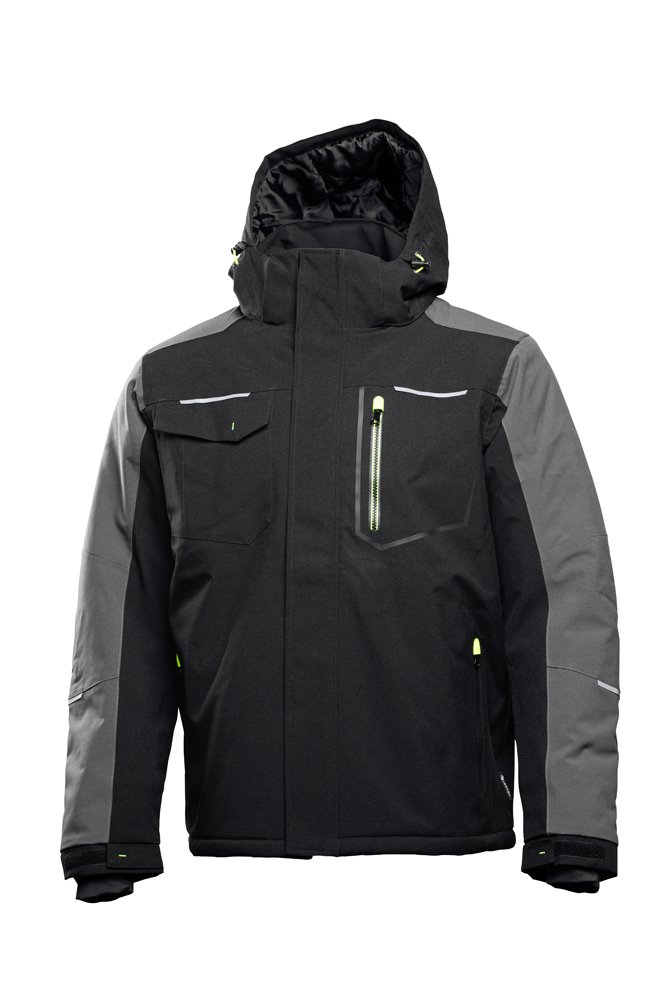 Striukė HOGERT TECHNIK Amos, pašiltinta, su gobtuvu, juodos spalvos, 100% poliesteris, 2XL (56) dydis, CE 