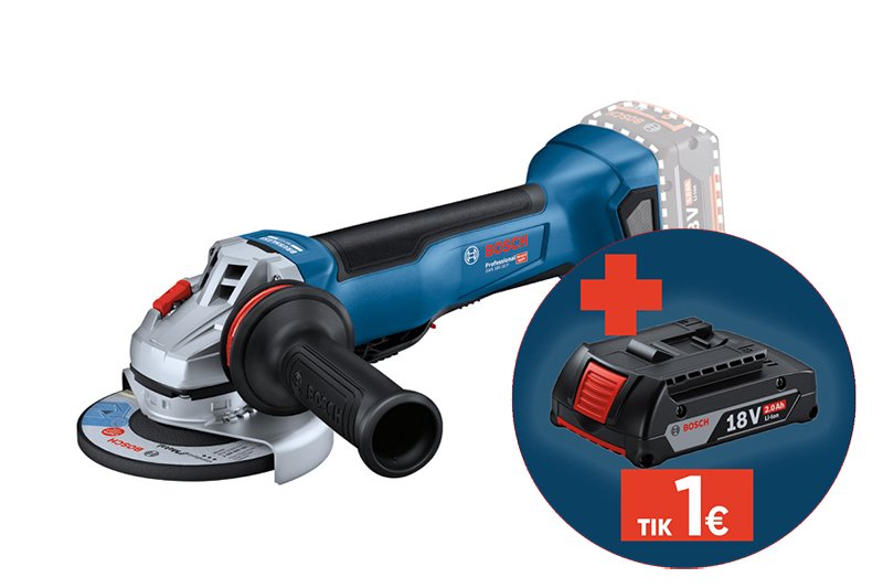 Akumuliatorinis kampinis šlifuoklis BOSCH Professional, GWS 18V-10 P Solo, 125 mm, be akumuliatoriaus ir kroviklio