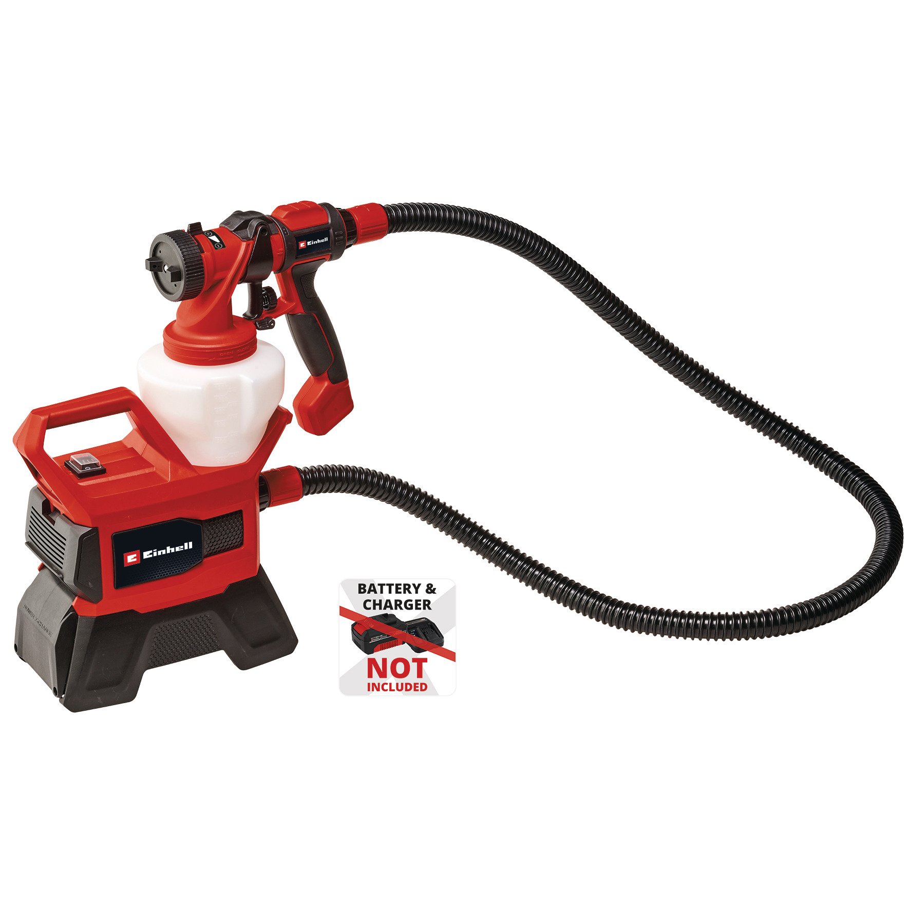 Akumuliatorinis dažų purkštuvas EINHELL TE-SY 18/90 Li-Solo, 18 V, išeiga iki 1000 ml/min, 1200 ml dažų talpa, be akumuliatorių ir kroviklio