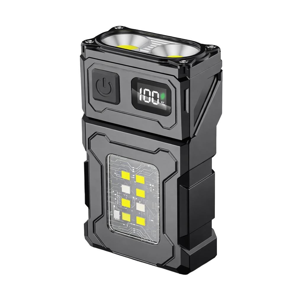 LED žibintuvėlis ENTAC EN-2041, 5 W, 200 lm, IP44, įkraunamas su USB-C,  su pasukama galvute, su magnetu, raudonas LED