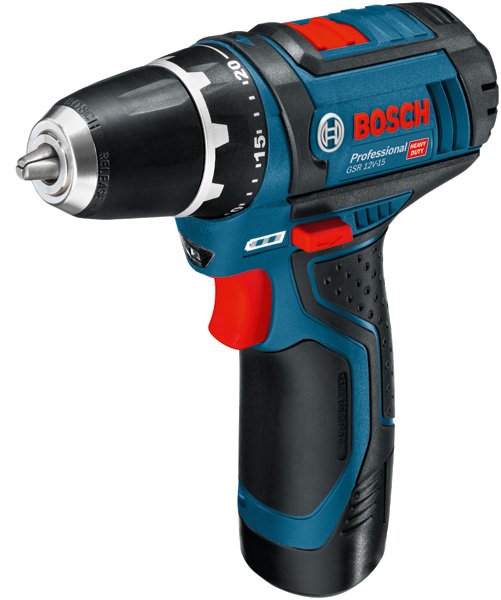 Akumuliatorinis suktuvas BOSCH Professional GSR 12V-15, 2x2.0 Ah akumuliatoriai ir kroviklis, maks. sukimo momentas 15-30 Nm