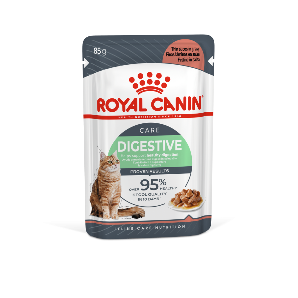 Konservuotas kačių ėdalas ROYAL CANIN, visavertis pašaras suaugusioms katėms (ploni griežinėliai padaže), 12 vnt x 85 g