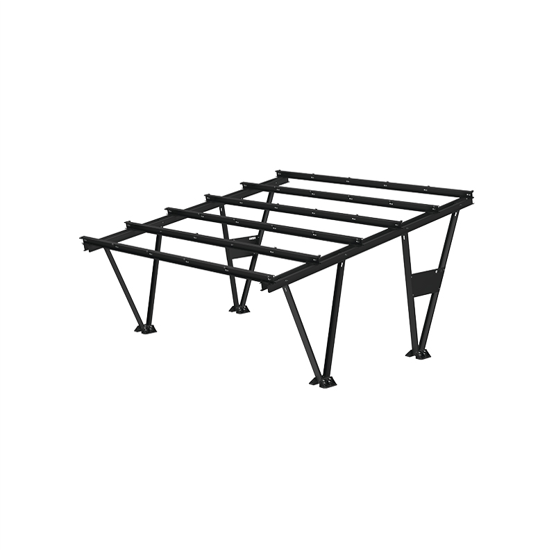 Automobilių stoginė saulės elektrinei KENO, dviejų vietų, magnelio danga, juoda sp., be modulių. 