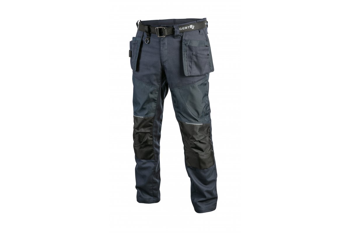 Kelnės HOGERT TECHNIK Nekar, 65% poliesteris, 35% medvilnė, tamsiai mėlyna spalva, 300 g/m², 2XL (56) dydis, CE
