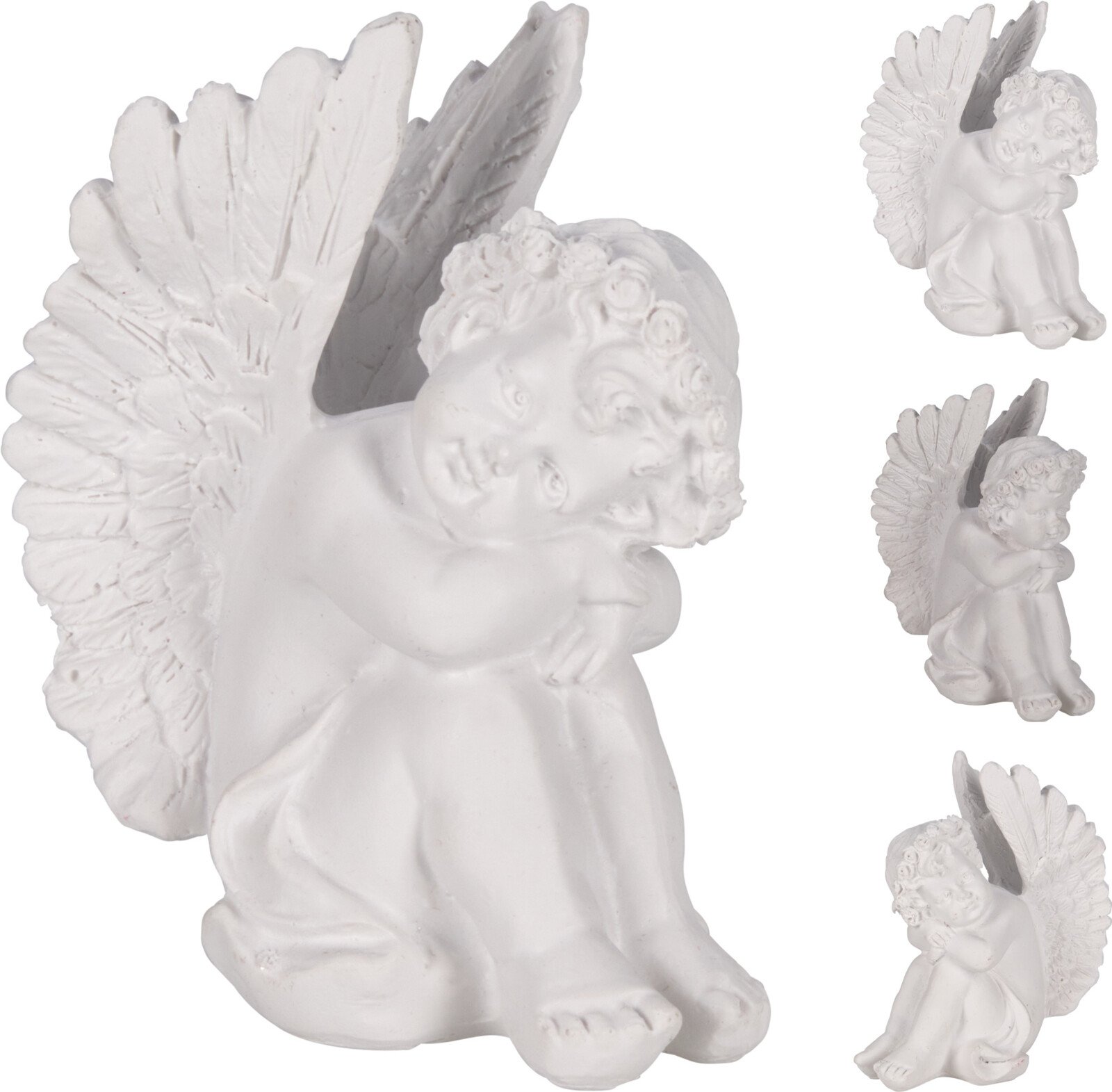 Statulėlė Angelas, baltos sp., 3 skirtingi dizainai, 7,5x 7,5x 10 cm