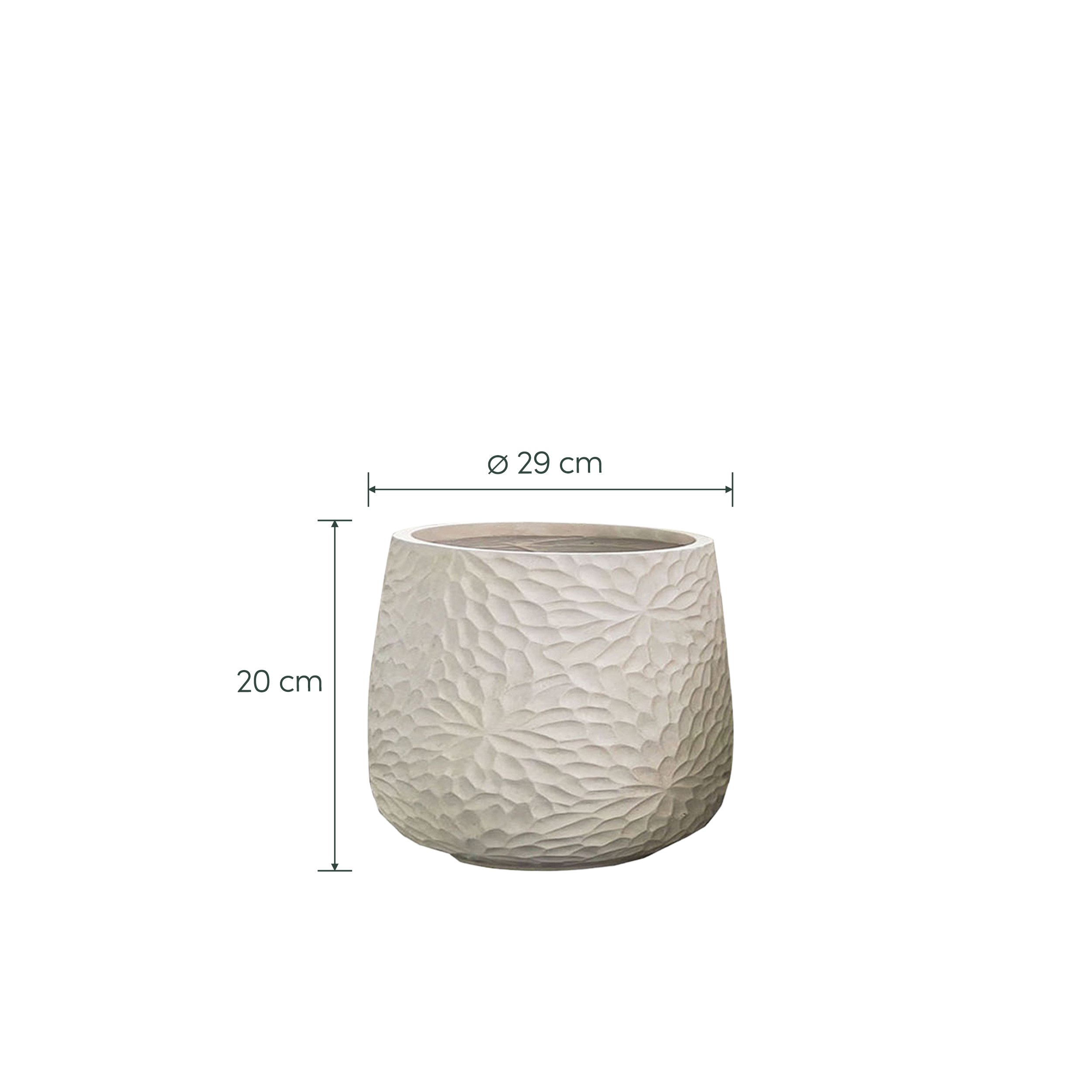 Keraminis lauko vazonas Caliza I, baltos sp., 29 x 29 x 30 cm.