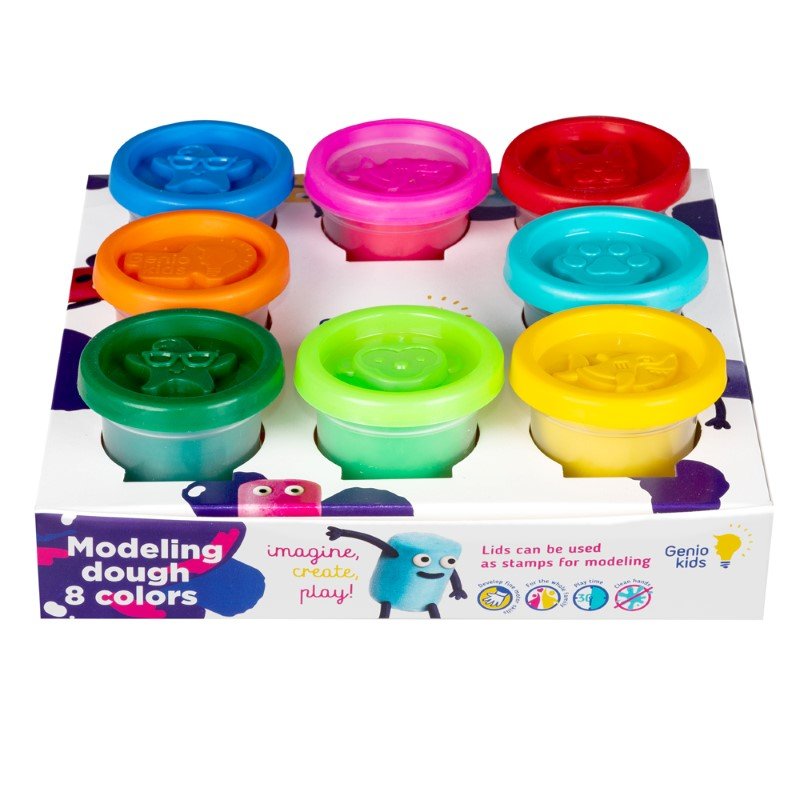 Modelinas GENIO KIDS, natūralus plastilinas, 8 spalvos po 50 g