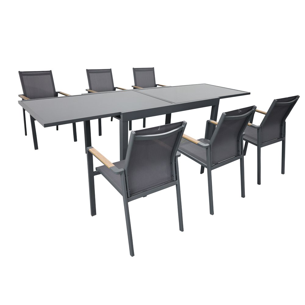 Stalas NOVELLY HOME, ištraukiamas su stikliniu stalviršiu, Set1 XT1331