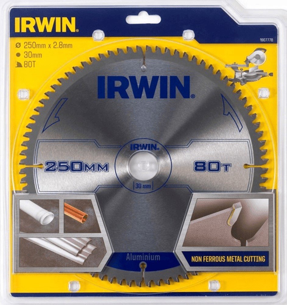 Aliuminio pjovimo diskas su kietmetaliu IRWIN Alu, 250 mm, 80 T