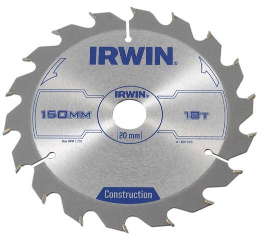 Medžio pjovimo diskas su kietmetaliu IRWIN, 150 mm x 18 T