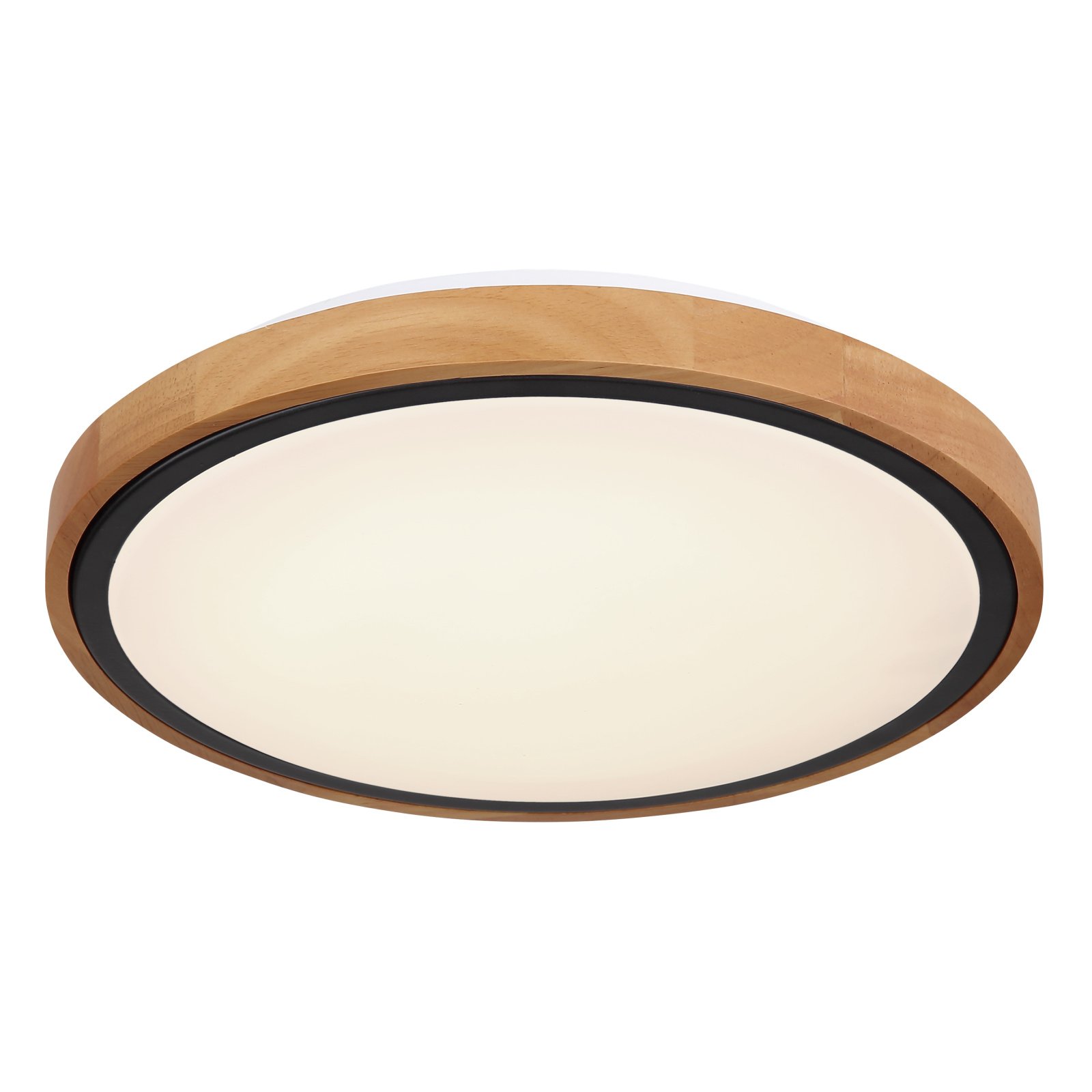 Lubinis LED šviestuvas GLOBO Bruno, 12W, 230V, 1200lm, 3000/4500/6000K, šviesos sp. keičiama su jungikliu, metalas juodas, rėmas medžio, 307x90mm, 41764-12