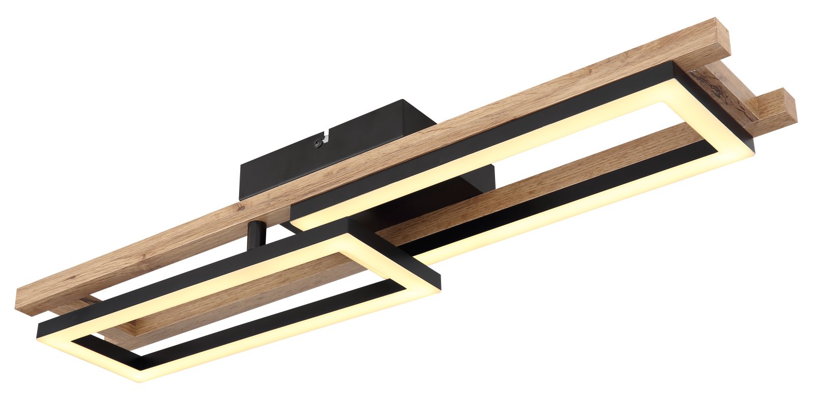 Pakabinamas LED šviestuvas GLOBO Illa, 20W, 230V, 3000K, 2100 lm, sukinėjasi, MDF tamsiai rudas medis, matinės juodos sp., 365 x 105 x 690 mm, 67266D