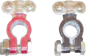 Akumuliatoriaus gnybtai 51301, švininiai, skirtingų spalvų, 2 vnt