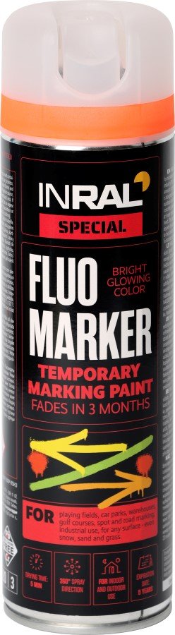 Aerozoliniai dažai INRAL Fluomarker, raudoni, 500 ml, fluorasenciniai