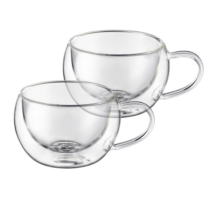 Puodelis dvigubo stiklo AMBITION Mia, su ąsele, 300 ml, 2 vnt.
