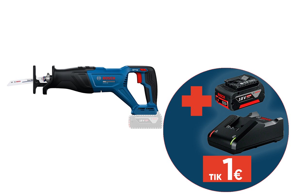 Akumuliatorinis tiesinis pjūklas BOSCH PROFESSIONAL, GSA 18V-280 SOLO, 18 V, be akumuliatoriaus ir kroviklio, 06016D1000
