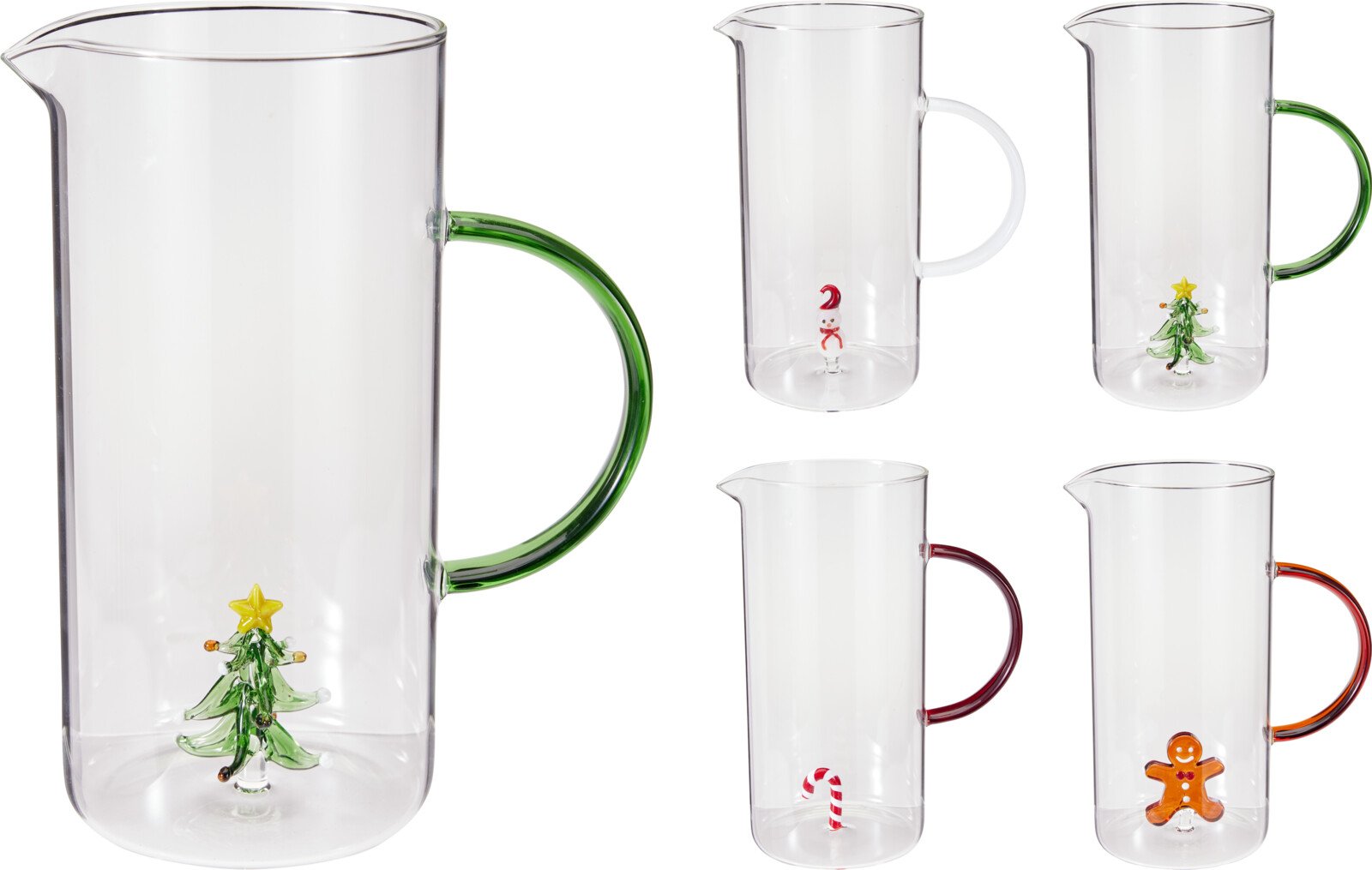 Ąsotis, 1400 ml, 16,5 x 10 x 21 cm, su 4 skirtingomis kalėdinėmis dekoracijomis viduje