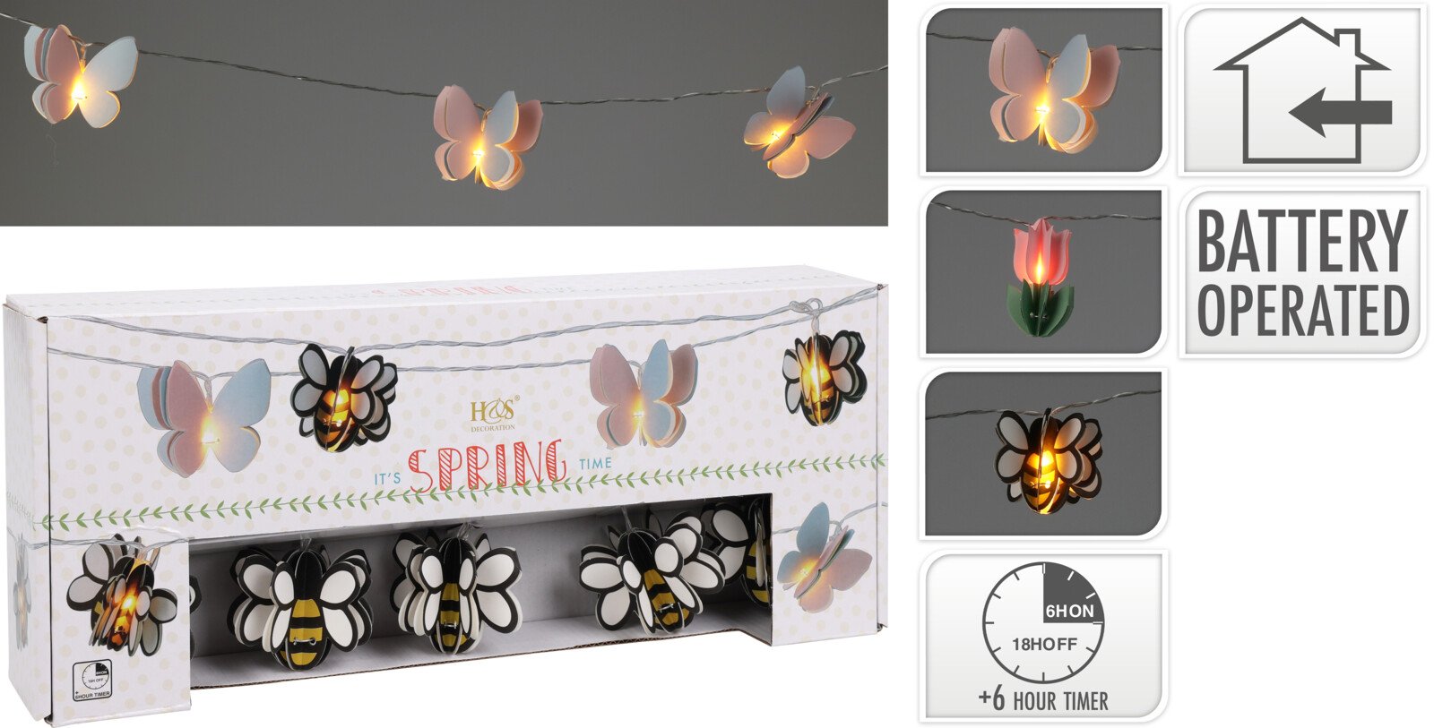 LED girlianda KIDS, 10 LED, šviesiai balta sp., 3 skirtingi dizainai 