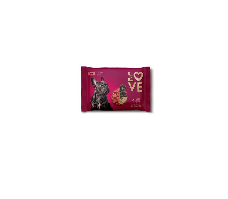 Konservuotas šunų ėdalas MY LOVE, su jautiena, 4x100 g