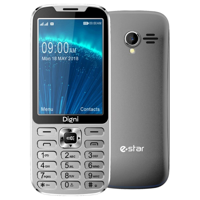 Mobilus telefonas eSTAR Digni CALL 4G, baterijos talpa 1750 mAh, 3,5" ekranas, Bluetooth, pilkos sp.