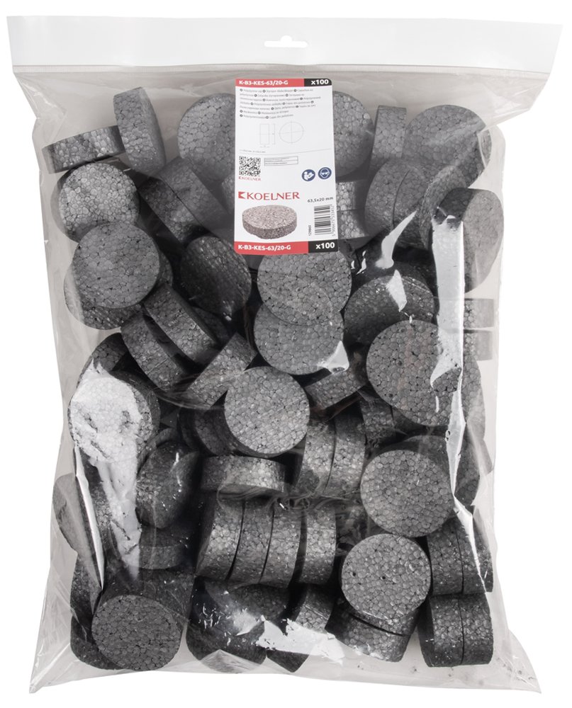 Polistirolo tabletė KOELNER, d-63 mm, storis 20 mm, pilkos sp., 100 vnt.