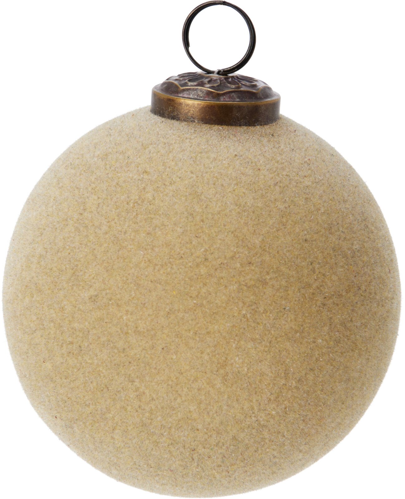 Eglutės žaisliukas, flokuotas stiklas, kreminės sp., skersmuo 10 cm