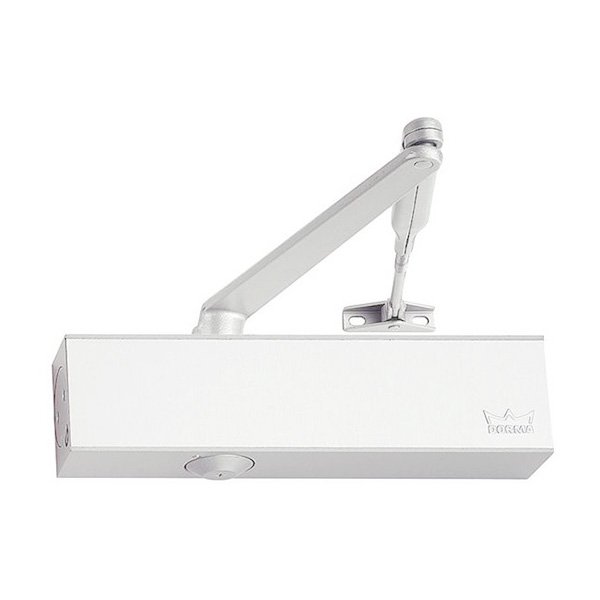 Durų pritraukėjas DORMA, TS72 BC, balta spalva, su alkūne