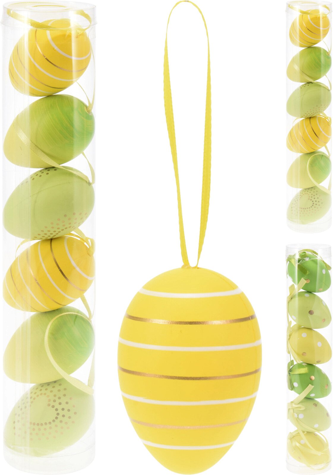 Velykinė dekoracija, kiaušinių rinkinys, geltonos ir žalios sp., 6 cm, 6 vnt.