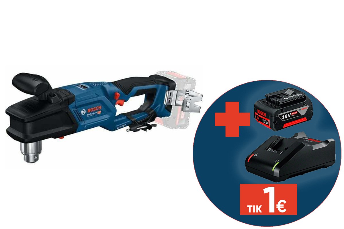 Akumuliatorinis kampinis gręžtuvas be akumuliatoriaus BOSCH Professional GRD 18V-127 HX SOLO, 18 V, be akumuliatoriaus ir kroviklio, 06019N5100