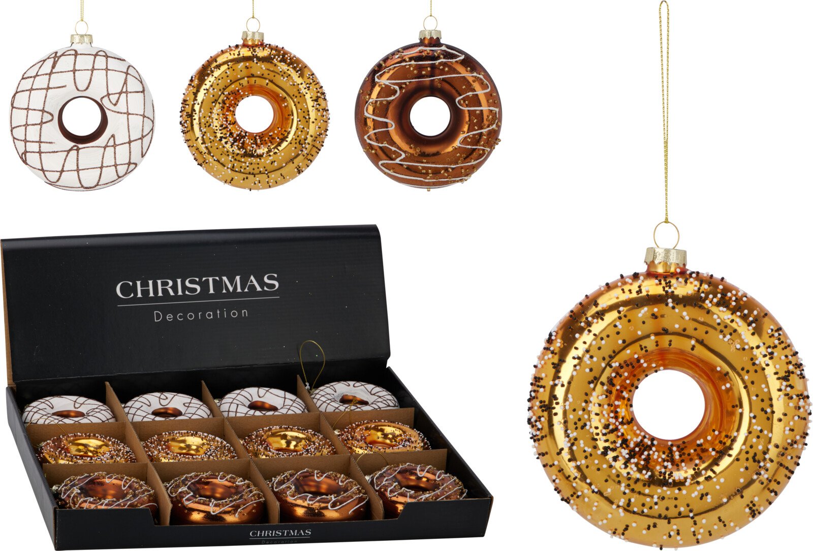 Eglutės žaisliukas Spurga, stiklas, 3 dizainai, 3,6 × 10,3 cm