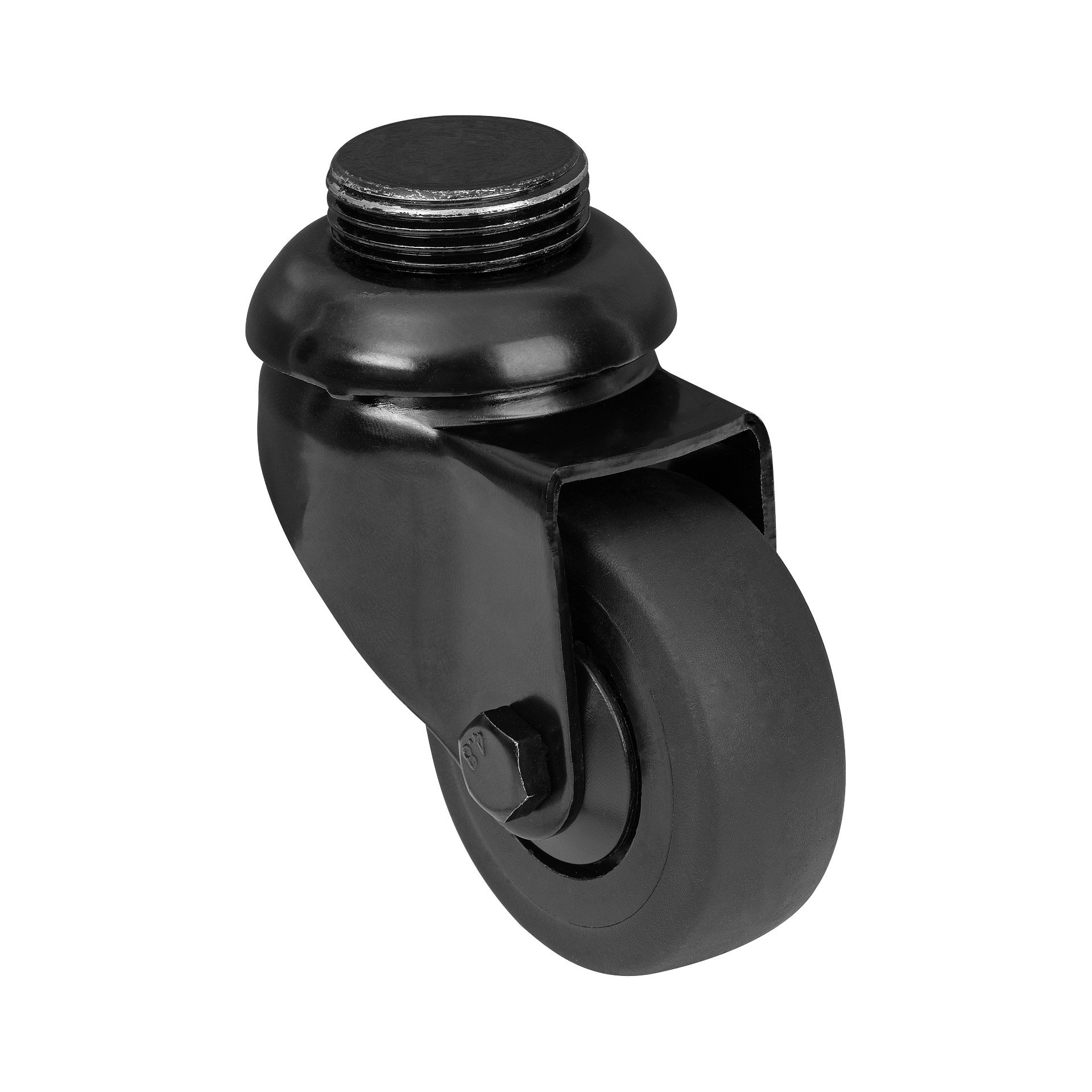 Ratukas kietoms grindims RUSTICLINE, Ø 50 mm, įsukamas, sriegis 3/4", RT-59, apkrova 50 kg, juodos sp. 