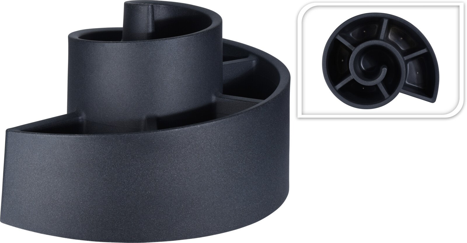 Plastikinis lauko vazonas SPIRALĖ, juodos sp., 80 x 65 x 50 cm.