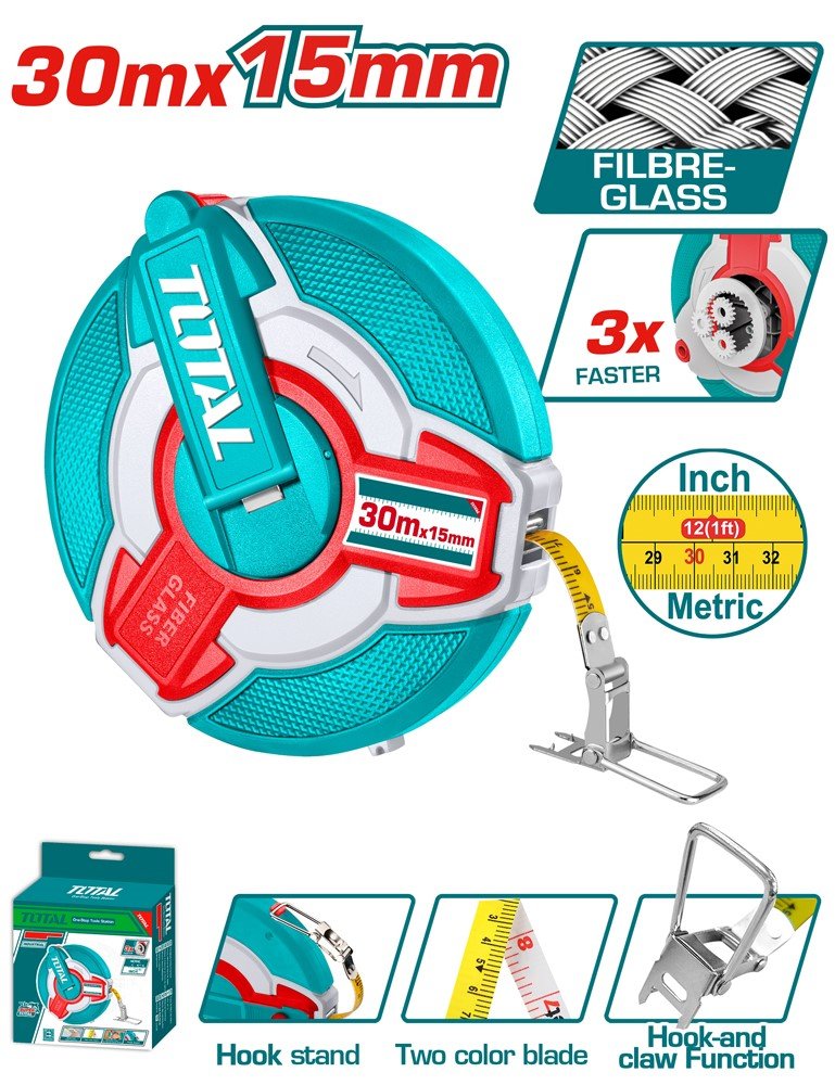 Ruletė TOTAL, stiklo audinio, 30 m, 15 mm, TMTF18306