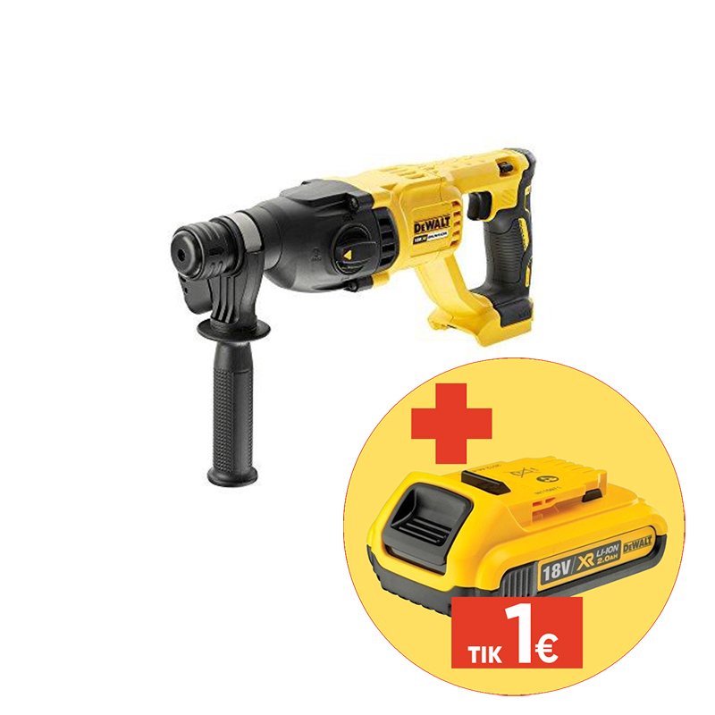 Akumuliatorinis perforatorius DEWALT DCH133NT-XJ, smūgio jėga 2,6 J, 18 V, be akumuliatorių ir kroviklio, lagamine