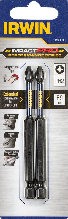 Smūginiai sukimo antgaliai IRWIN Impact Pro, 89 mm, 2 x PH2