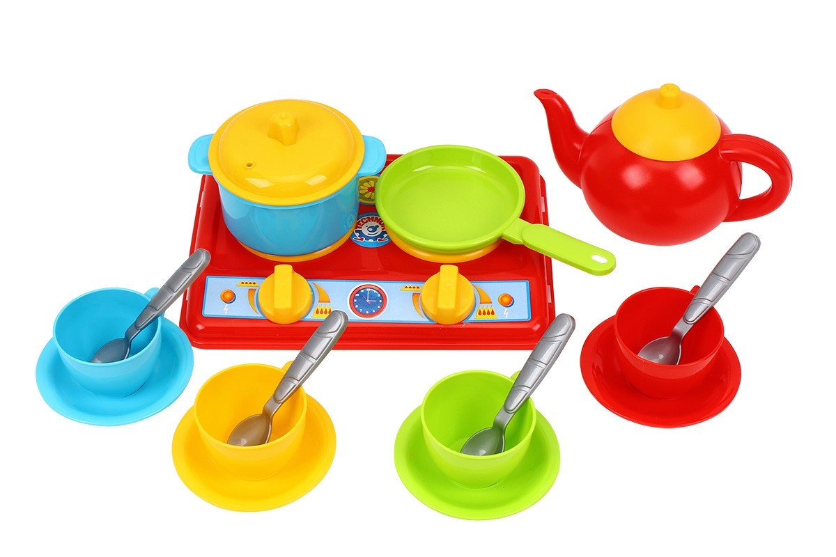 Žaislinis indų rinkinys su padėklu TECHNOK, 16 vnt., 1851