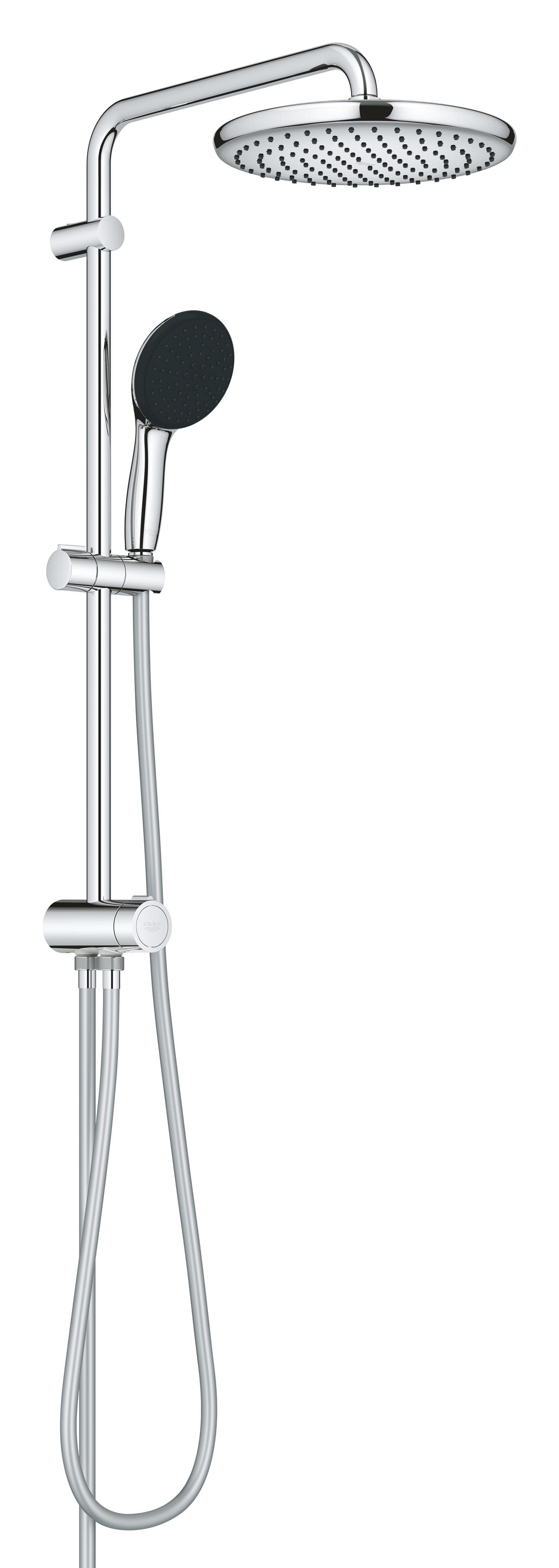Dušo komplektas su perjungėju GROHE QuickFix Vitalio Start 250 Flex, 250mm lietaus galva ir 2-jų srovių 110mm dušelis, chromo spalva, 26680001