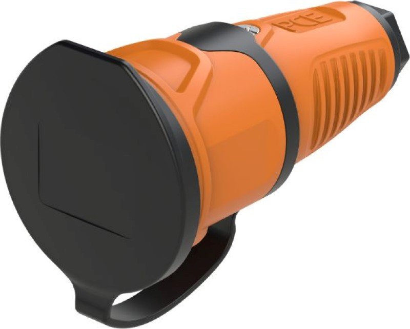 Lizdas kištukui SPECTOR LIGHT, guminis, lizdas su įžeminimu, 16 A, IP44, oranžinės sp., 10406S