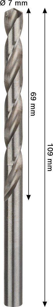 Grąžtas metalui BOSCH HSS-G, DIN 338, 7 × 69 × 109 mm
