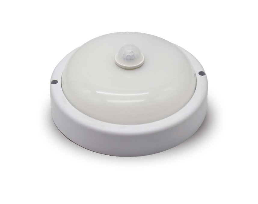 Specialiųjų patalpų LED šviestuvas ORRO BL150CP03-PIR, 10W, 700 lm, IP54, su PIR judesio davikliu, virštinkinis, baltos sp., apvalus, A171500004