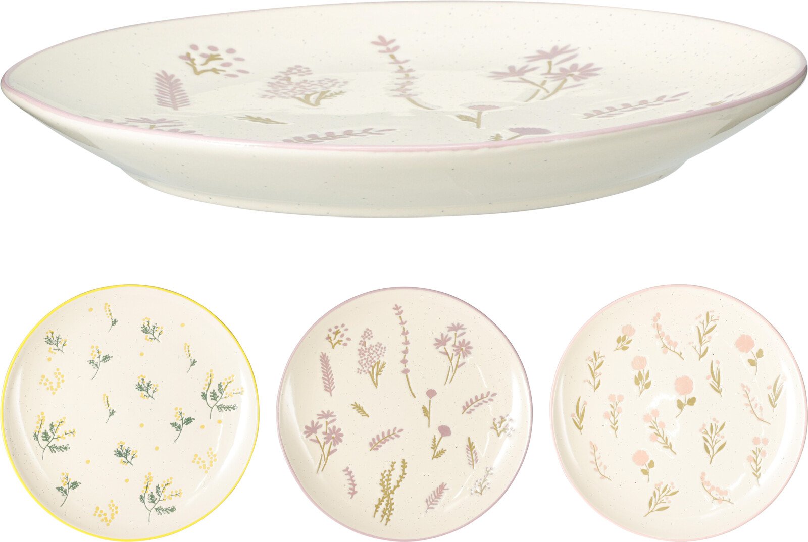 Lėkštė, gėlių dizaino, 3 skirtingos sp., skersmuo 20,5 cm